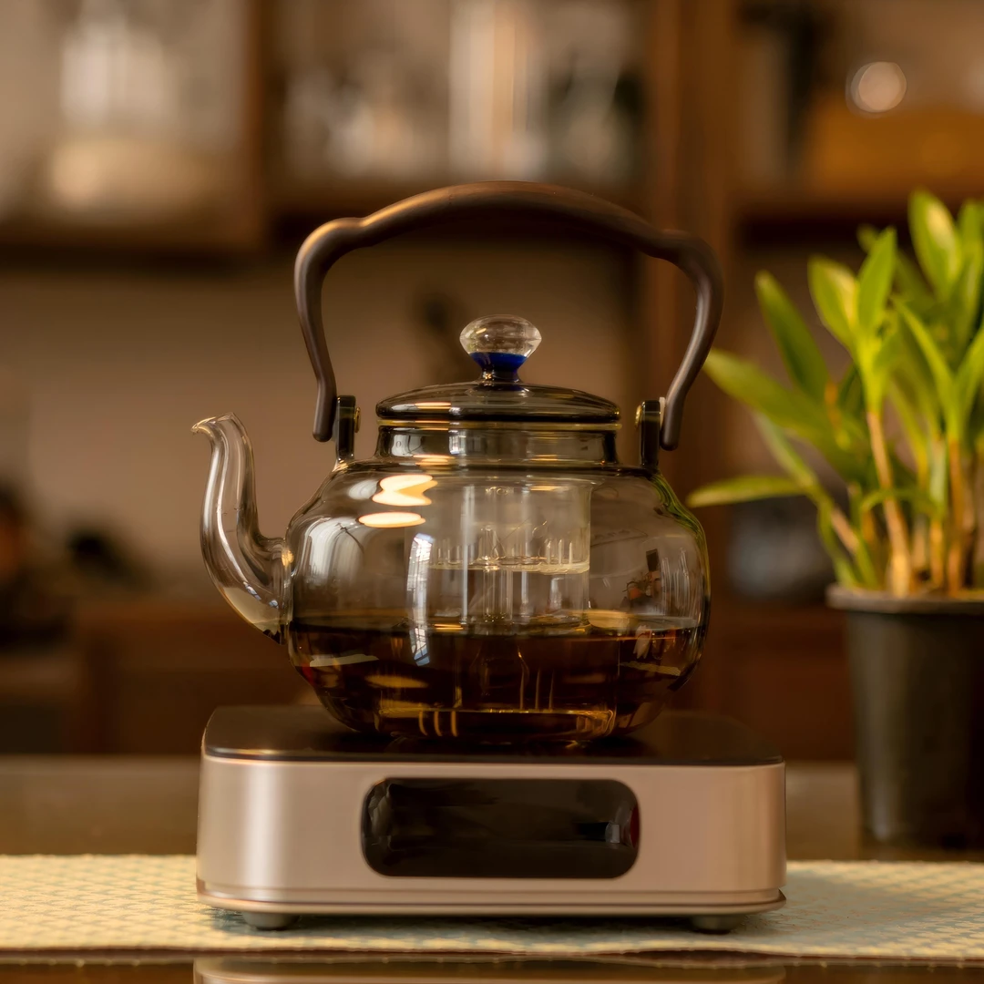 新款大容量烟灰色星润壶蒸煮一体煮茶壶套装