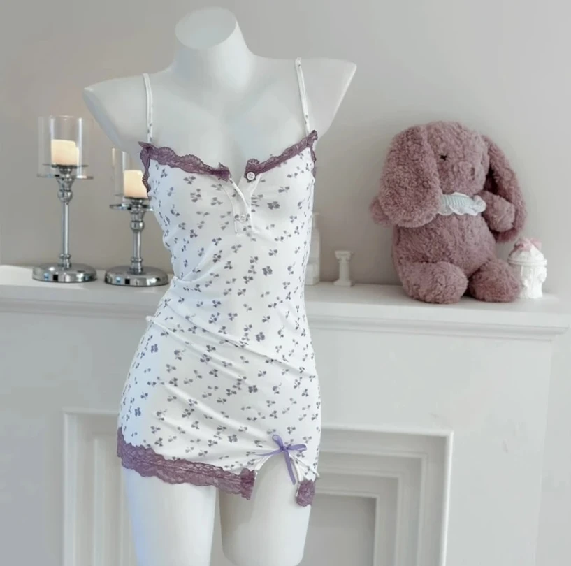 网红轻奢纯欲风性感时尚蕾丝睡裙气质美背少女高级睡衣