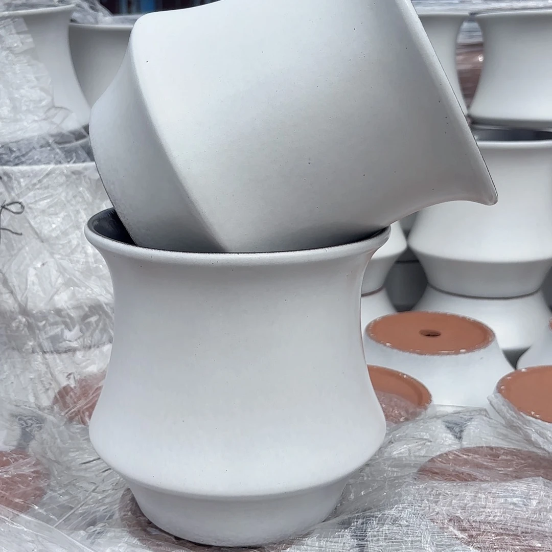 紫砂花盆小蛮腰两个口径20高度20