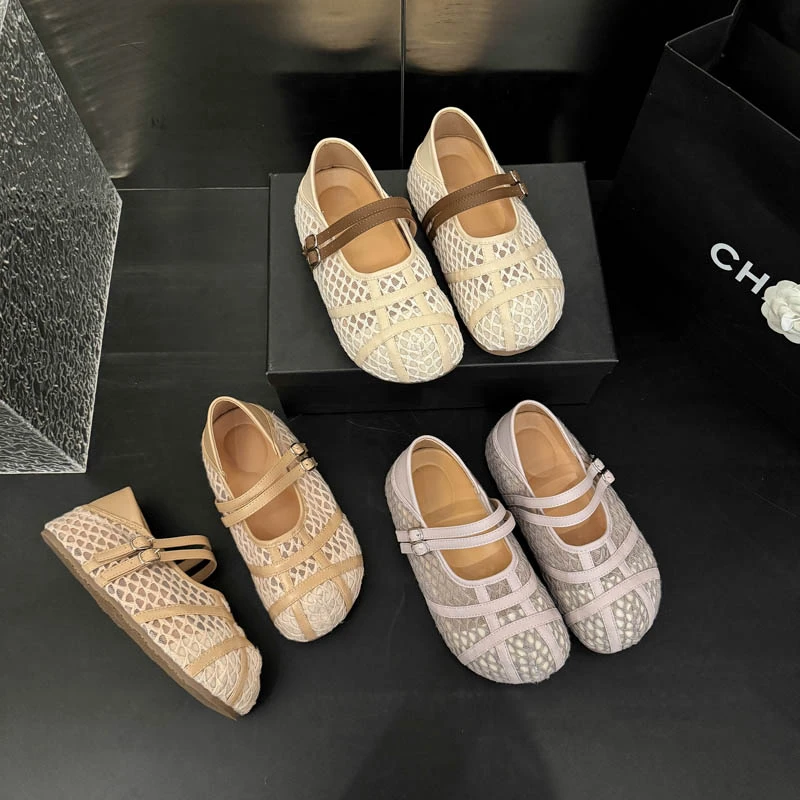 包头浅口平底耐磨圆头一脚蹬单鞋皮鞋韩版软底渔夫鞋