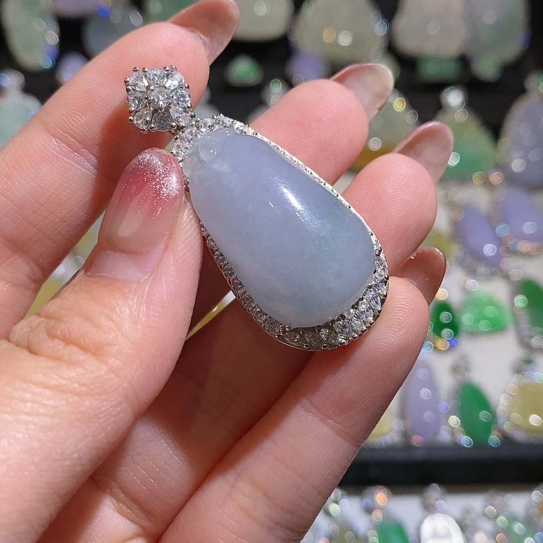 翡翠银S925镶嵌颈饰天然翡翠