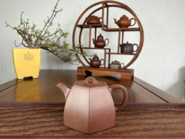 六方井栏壶：全手工制作，陈腐30年底槽青，350cc，国工桑和锦制作