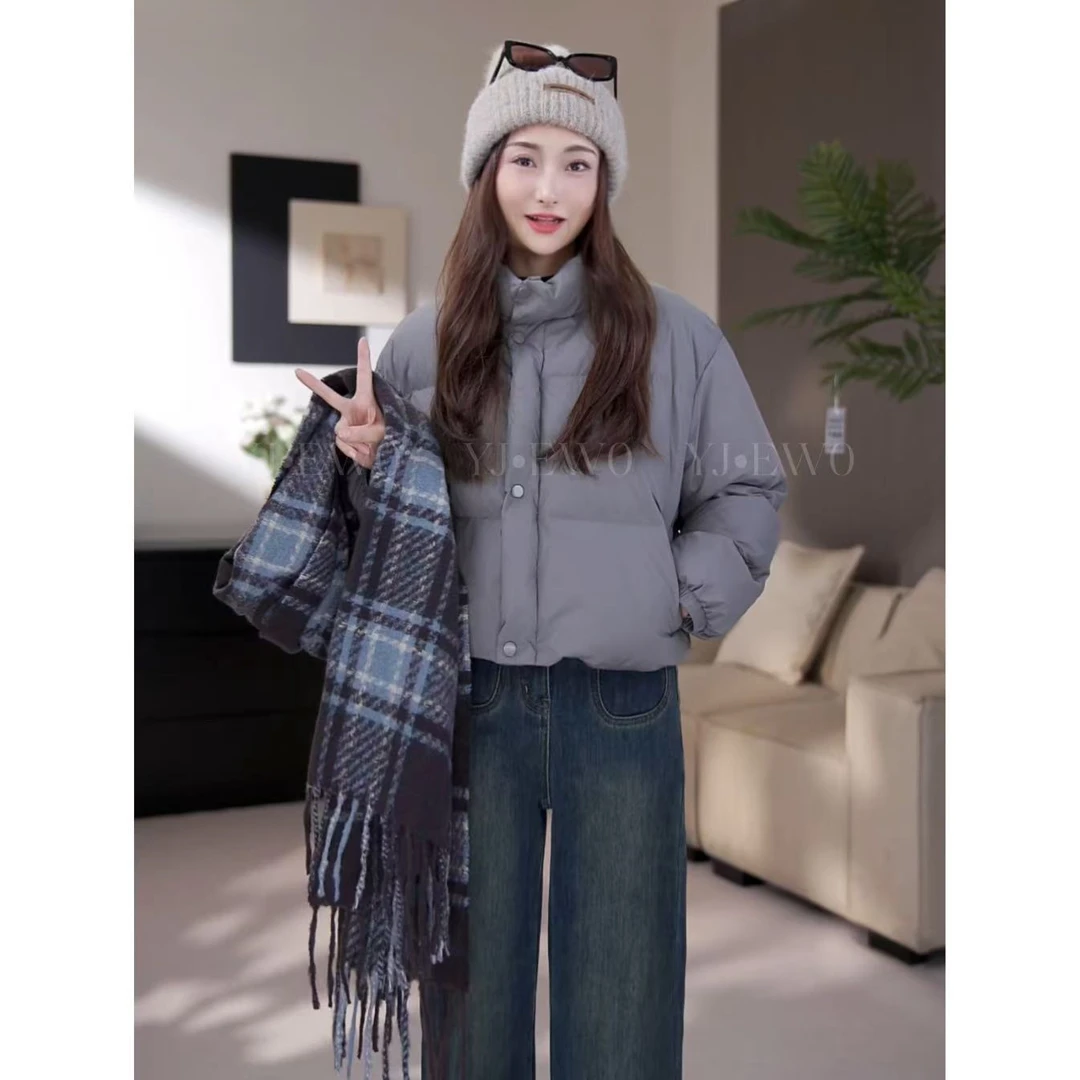 【现货】冬季新款休闲百搭立领韩版纯色简约棉服-YJ1117