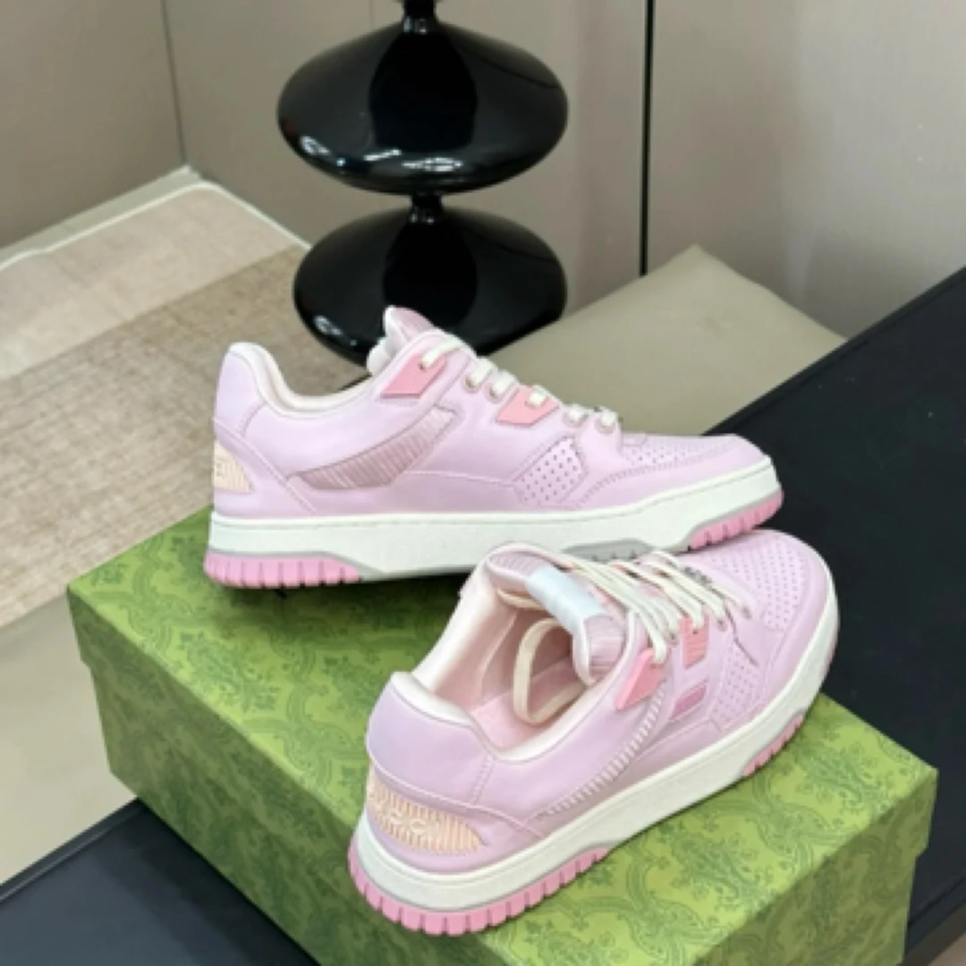 全新未使用 GUCCI/古驰 圆头系带厚底粉色/35码/A01946
