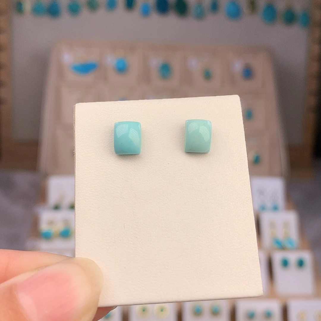 绿松石银S925镶嵌耳饰