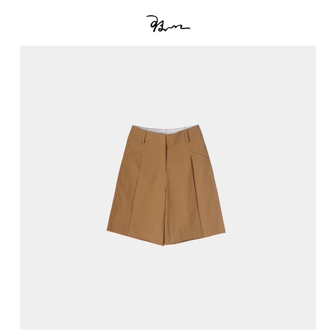 【山涧】陆一口女装定制卡其色西装短裤直筒五分裤