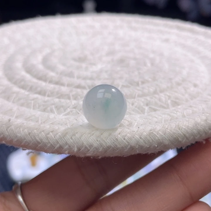 散珠翡翠冰飘蓝花圆珠卡12mm