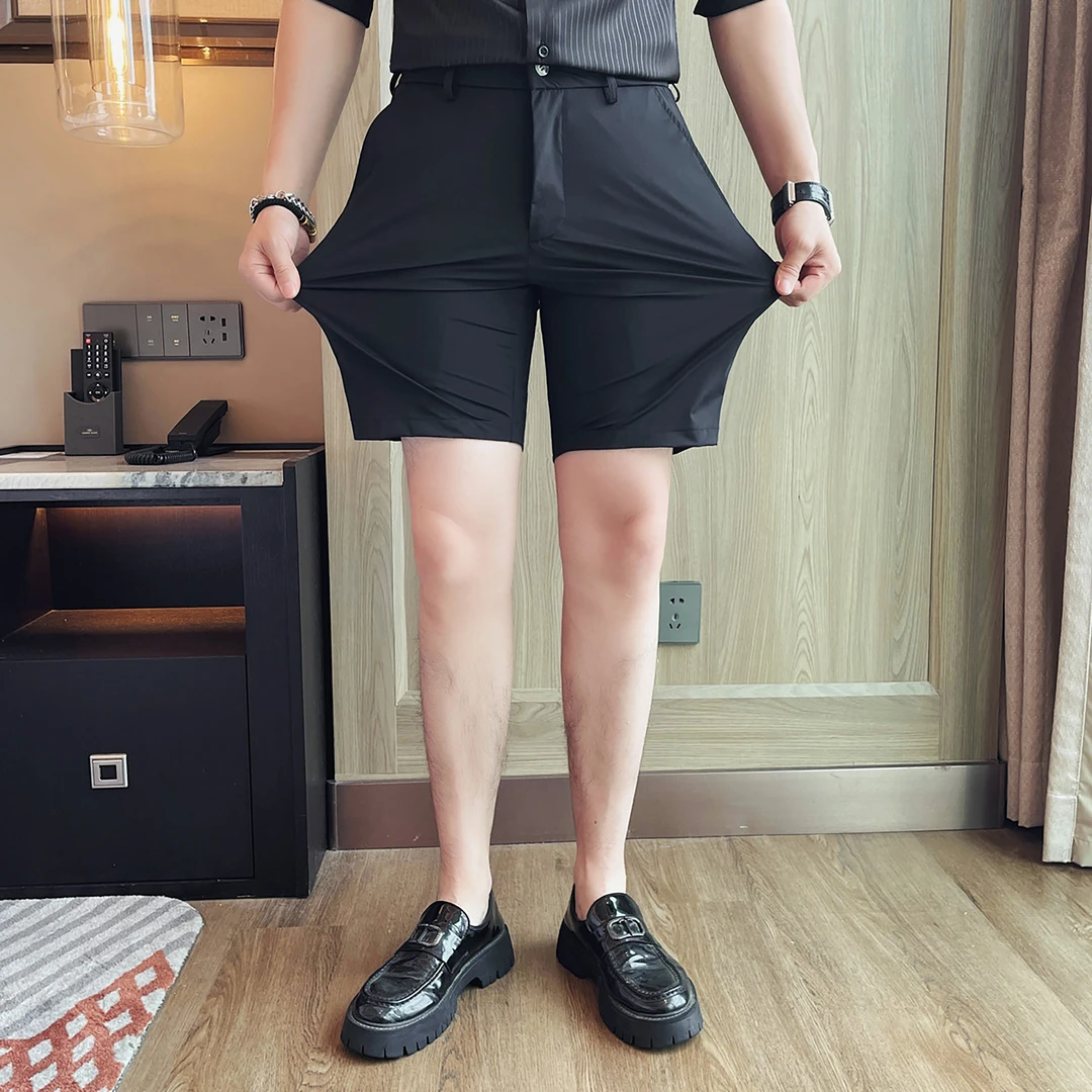 五分裤休闲男士短裤夏季薄款冰丝弹力高级感商务休闲男款西装裤子