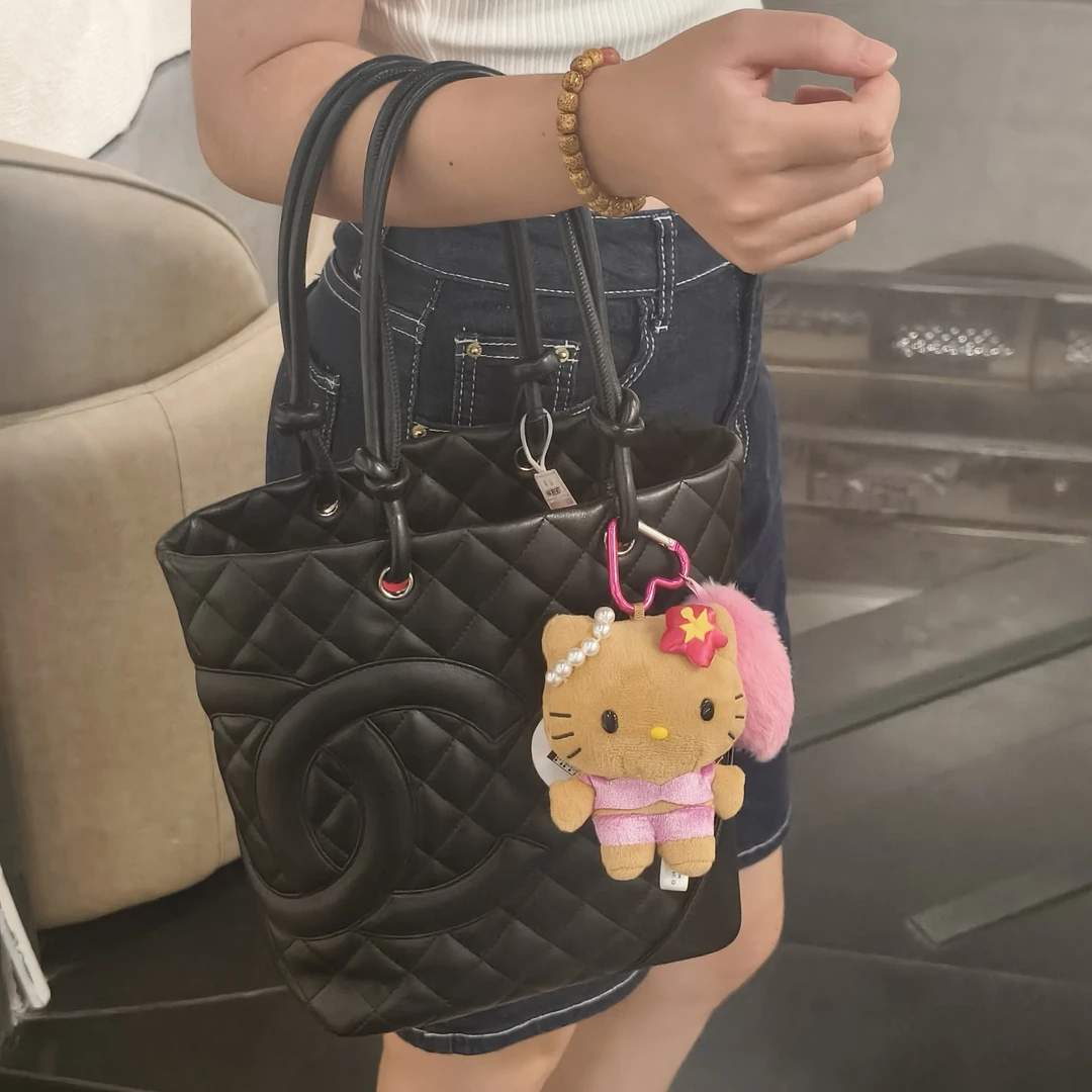 99新 Chanel/香奈儿 YUMU中古/Chanel纯黑色康鹏菜篮子手拎包