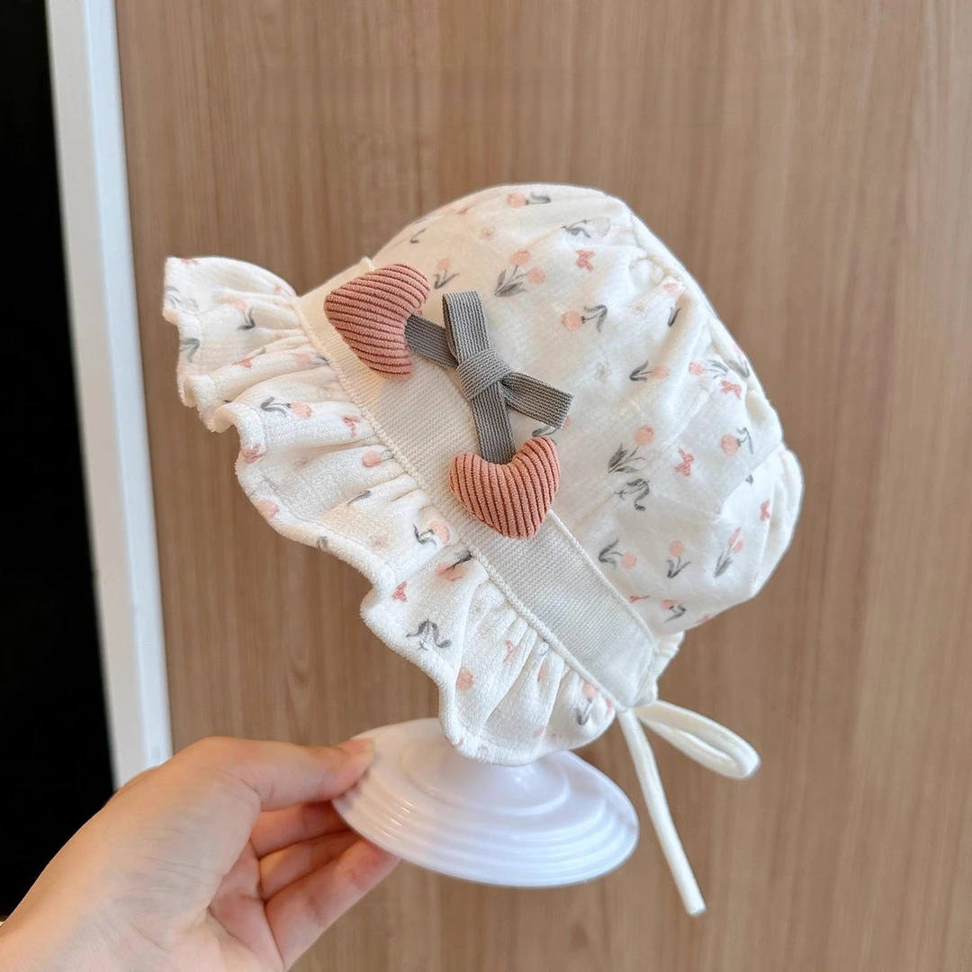 婴儿帽子女春秋季可爱公主花边护耳帽冬季薄款保暖防风宝宝胎帽潮