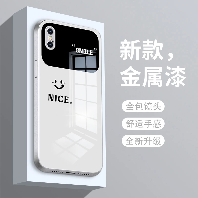Nice视窗适用苹果x手机壳iPhoneXs男款镜头全包苹果XR玻璃壳xsmax