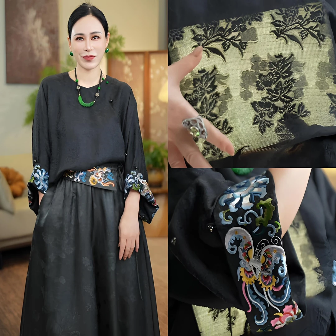 「利琪高订」国风涅凤新中式气质刺绣设计款百搭休闲衬衫A6076