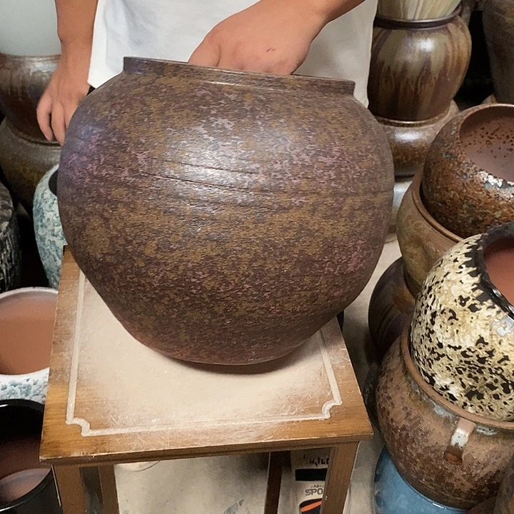 紫砂花盆口20高度27铁锈888