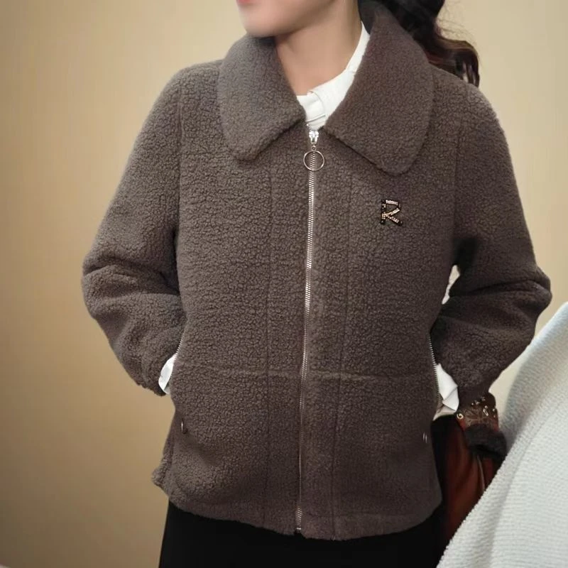 B221中年妈妈冬装加加厚颗粒外套2025新款中老年女百搭棉衣