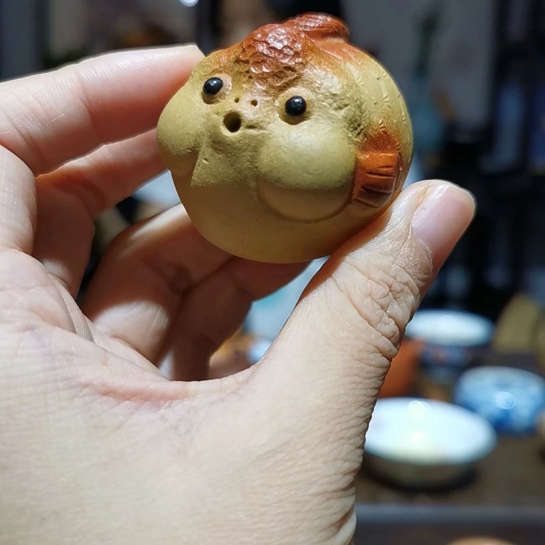 茶杯紫砂冒泡鱼半手工