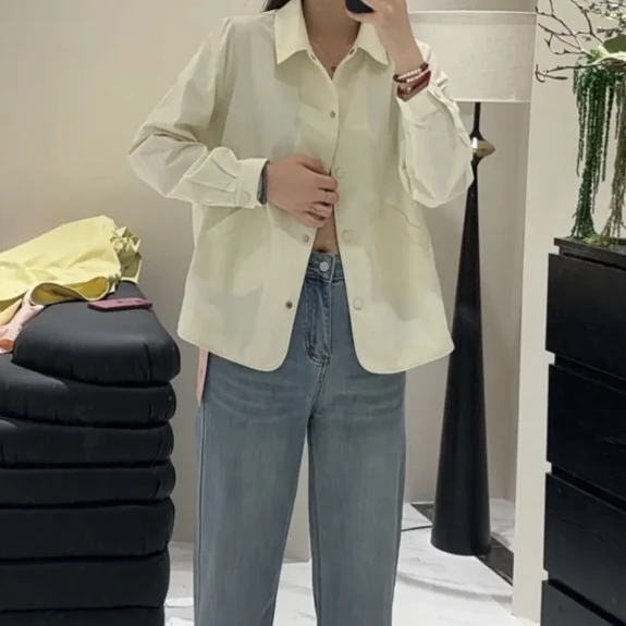 春季新款翻领衬衫外套夹克休闲短外套休闲开衫短款宽松设计感