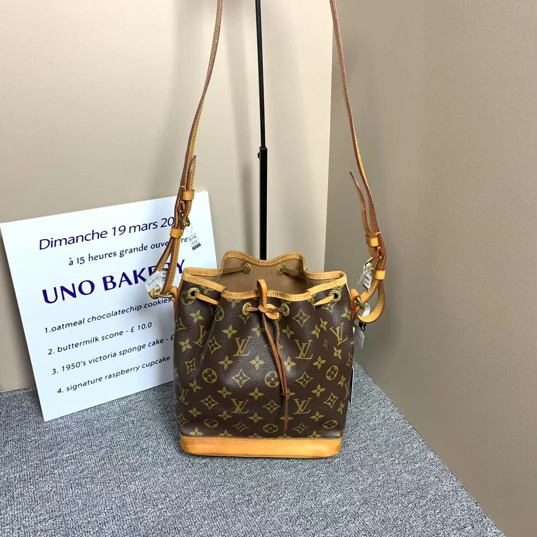 95新 LouisVuitton/路易威登 小怡中古/LV老花抽绳水桶/斜跨包