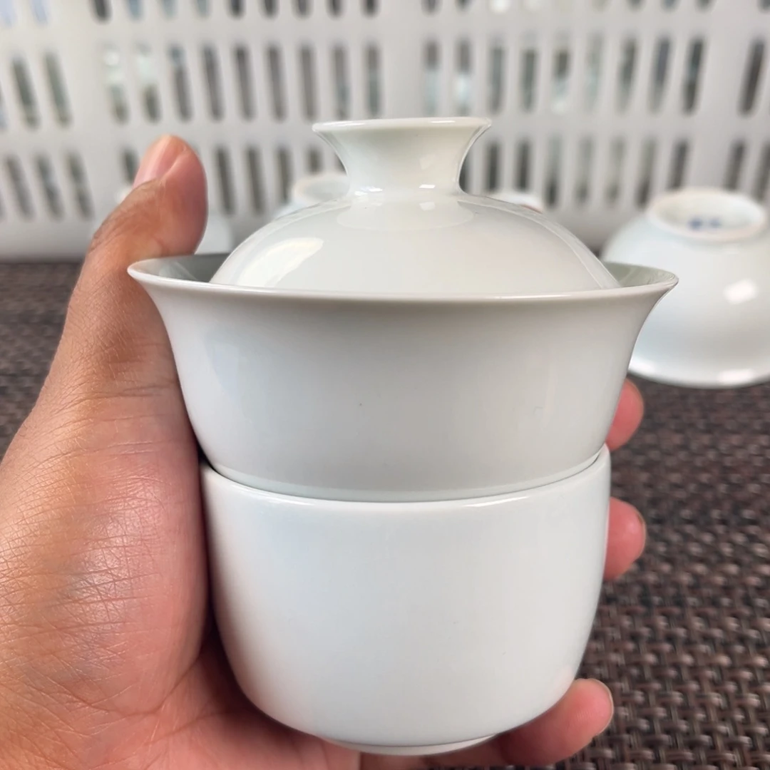 瓷片微瑕景德镇陶瓷盖碗