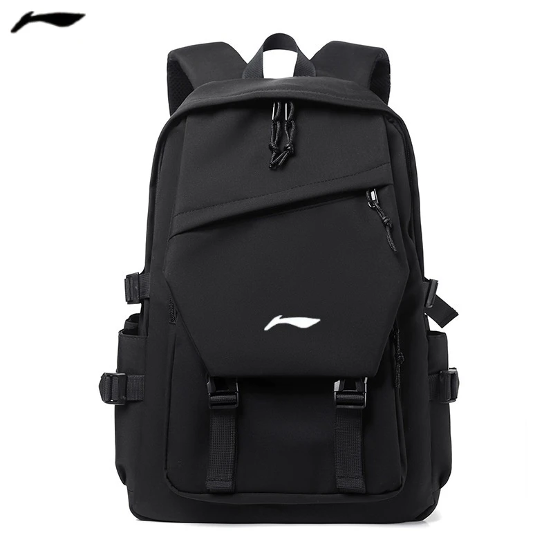 李品牌宁双肩包背包简约情侣双肩背包初中高中生大学生书包大容量