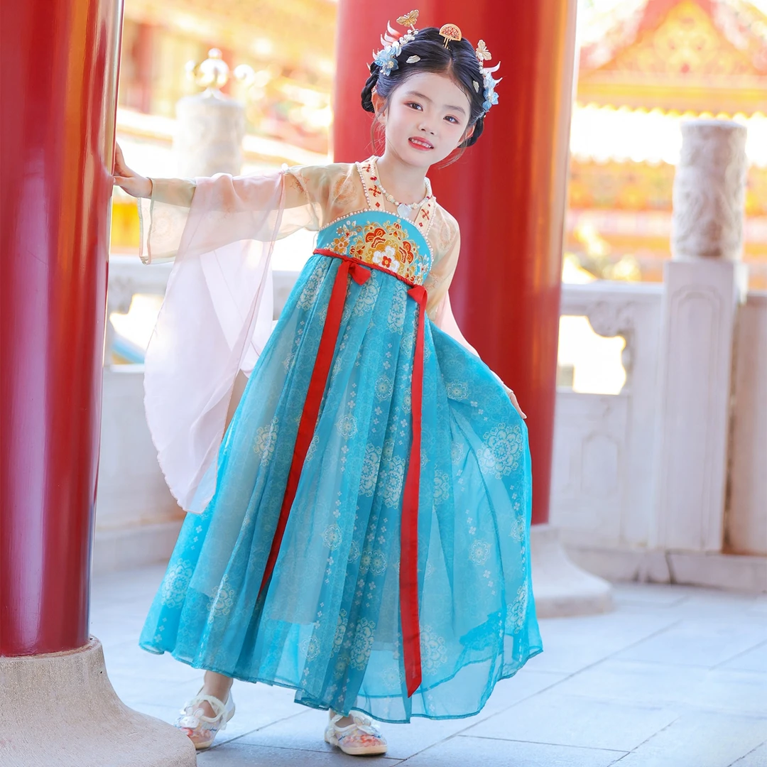 SL3370女童汉服秋季2025新款超仙古装儿童裙子女孩古风公主连衣裙