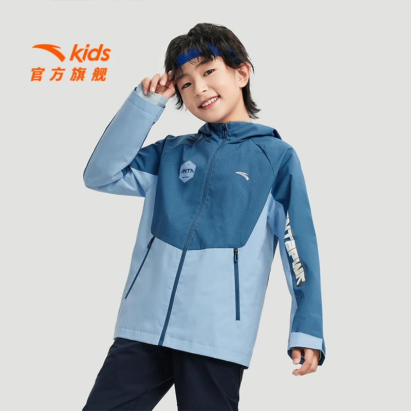 晴雨甲安踏儿童洋气梭织运动防水外套男童拒水科技薄款-352437602