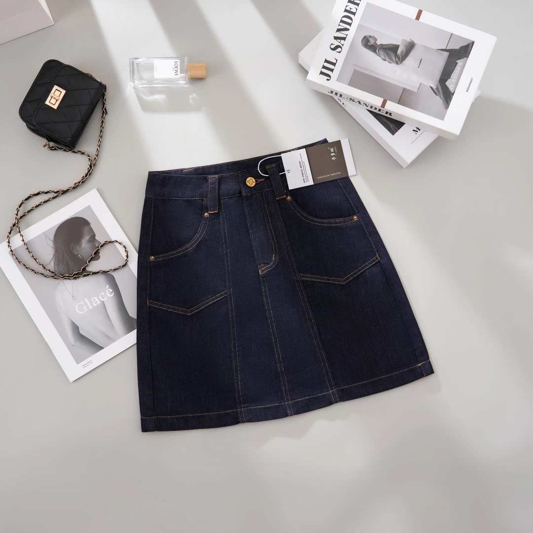 【现货+运费险】S夏季薄款大码显瘦牛仔高腰时尚百搭牛仔A字半身裙