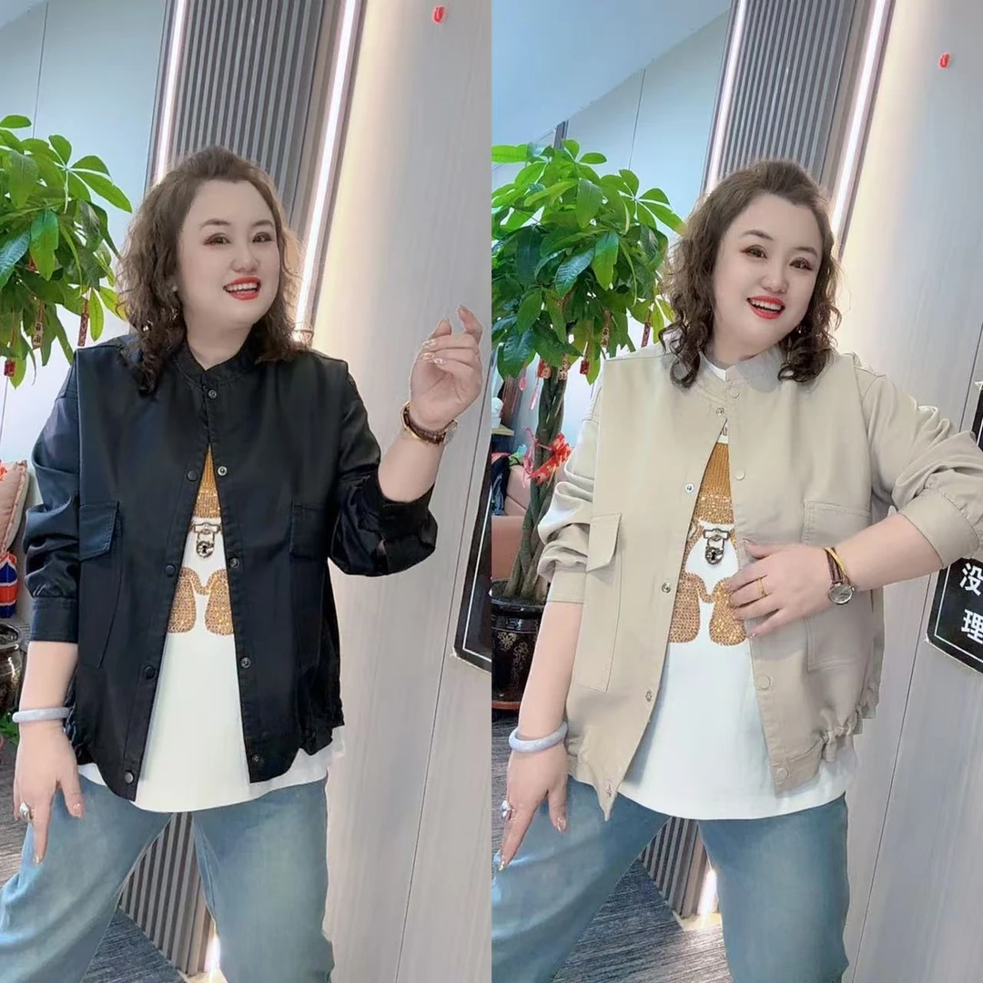 987（丹姐家）春款皮衣外套宽松显瘦大码pu皮机车服港风夹克上衣潮