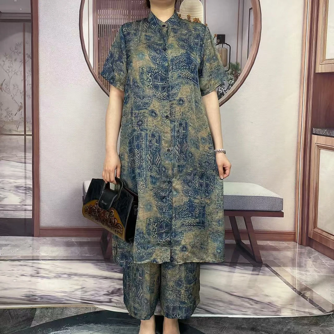 T27004【羽洛】长开衫阔腿裤套装