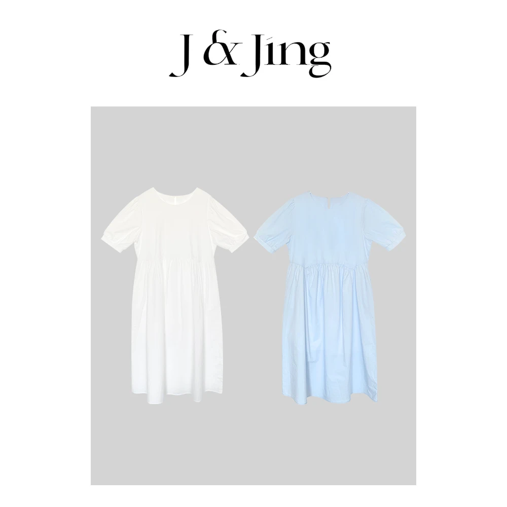 J&Jing-「长岛冰茶」-上新~夏季宽松百搭泡泡袖连衣裙YM05T26