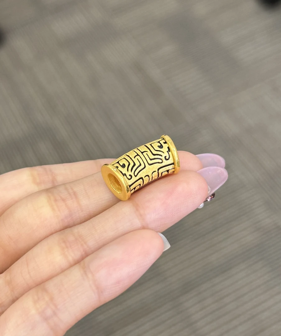 足金999   拉丝黑金饕餮弯管