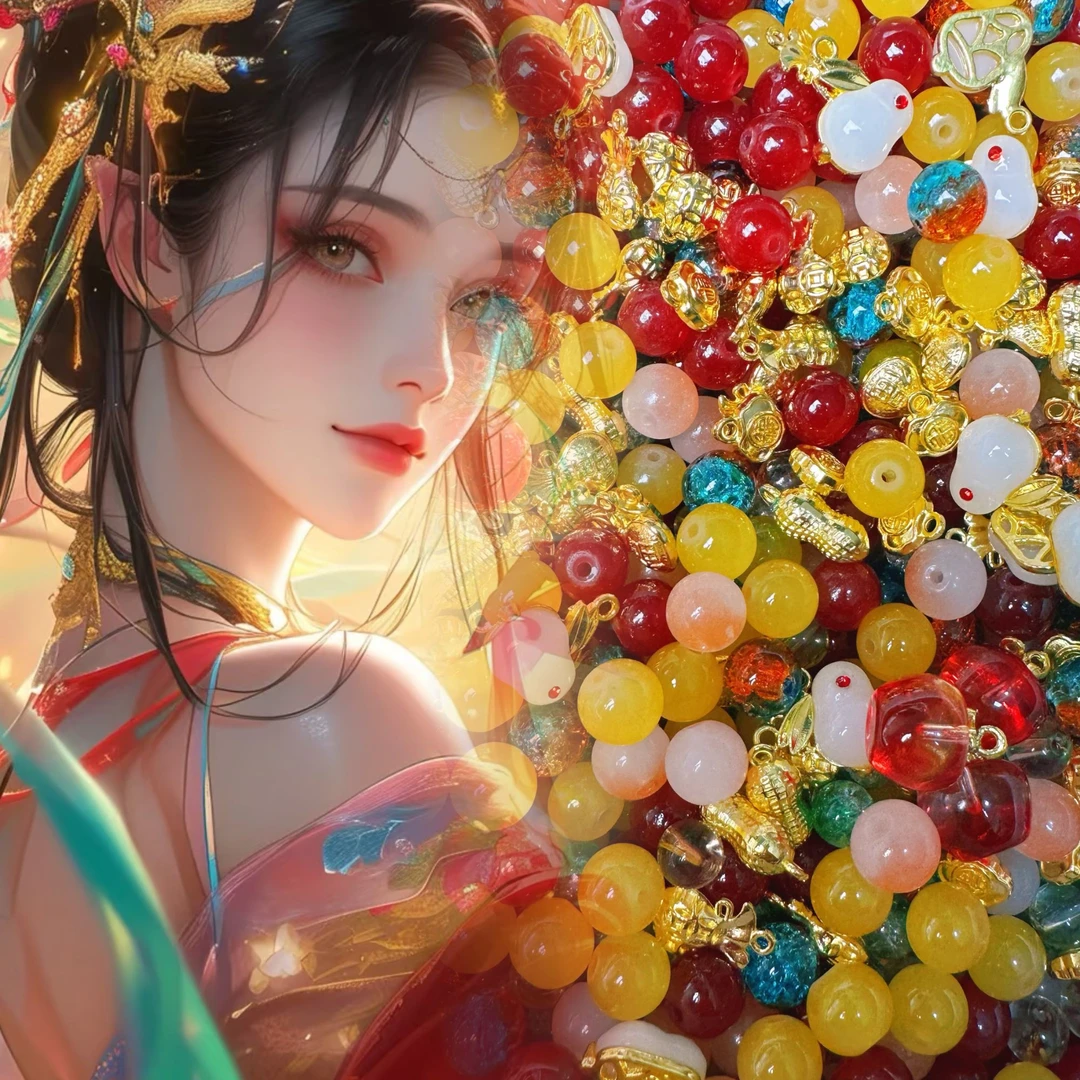 （敦煌色）琉璃珠珠男女情侣款半成品饰品DIY精选琉璃珠子串珠