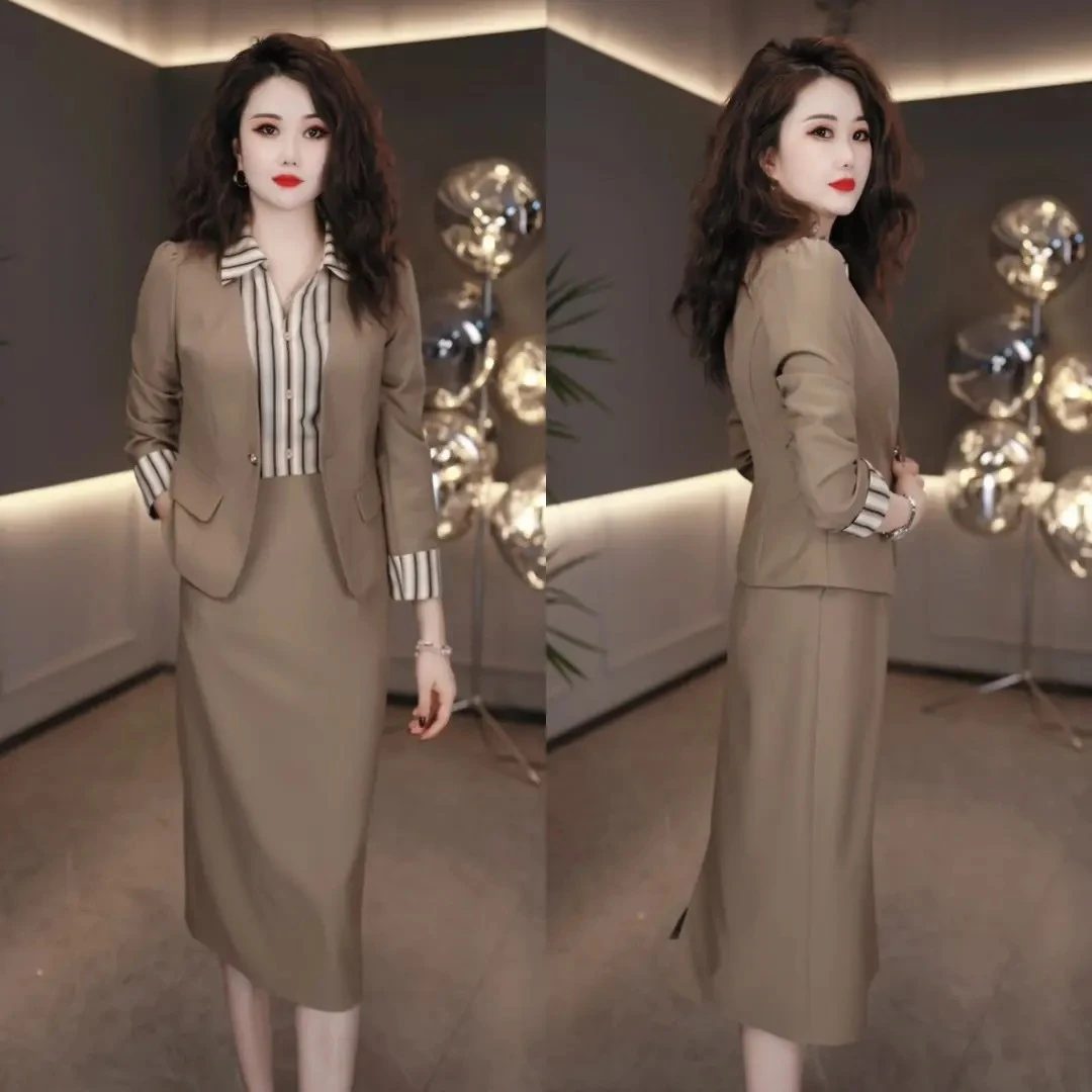 西服外套连衣裙2025早秋时尚套装显瘦气质轻奢两件套连衣裙洋气质