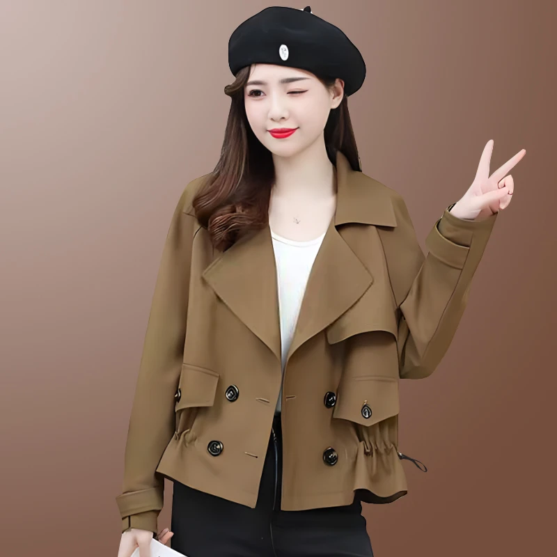 短款风衣外套女士2025春秋季新款小个子高级感气质上衣双排扣外套