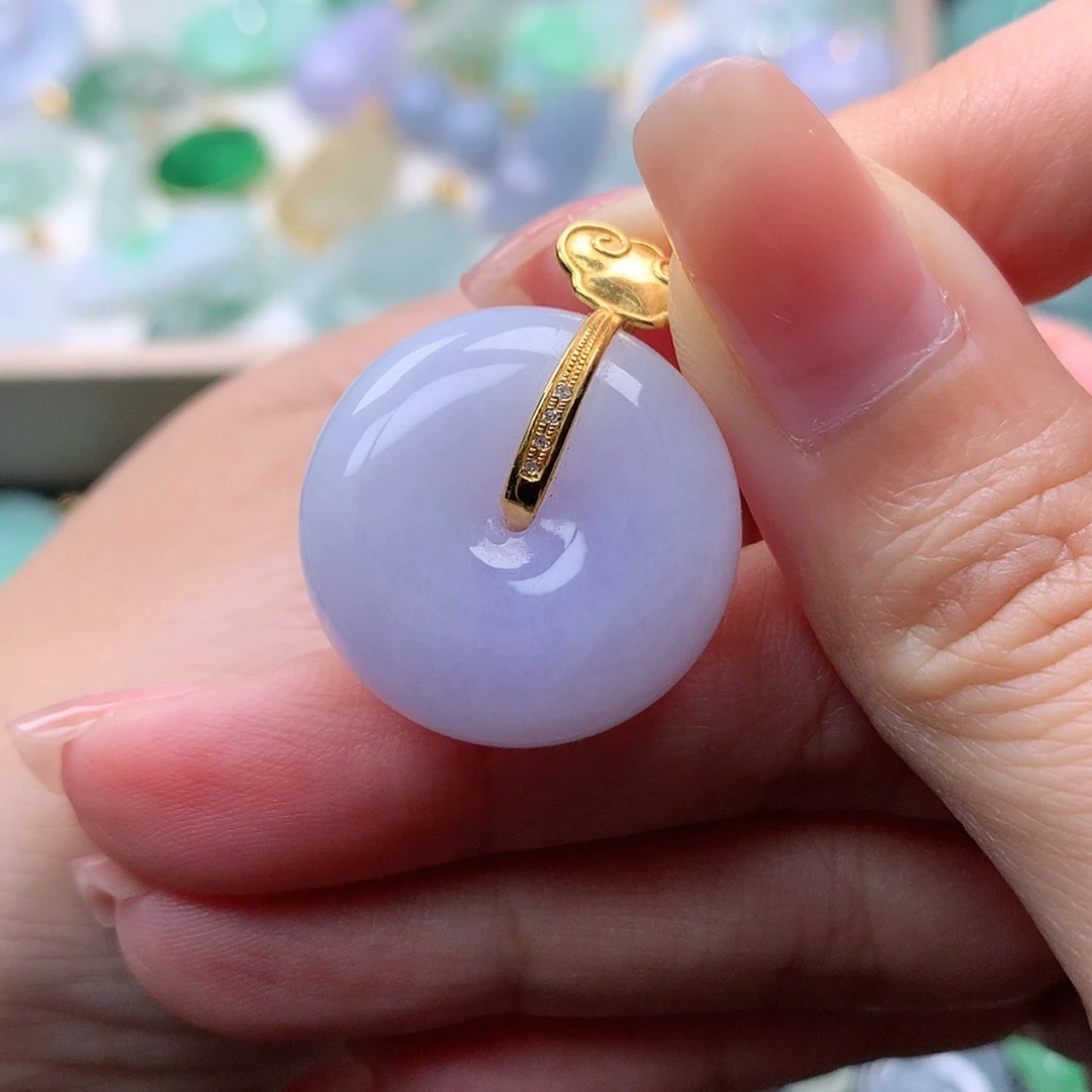 【闪购商品】翡翠18K金镶嵌吊坠(赠链)