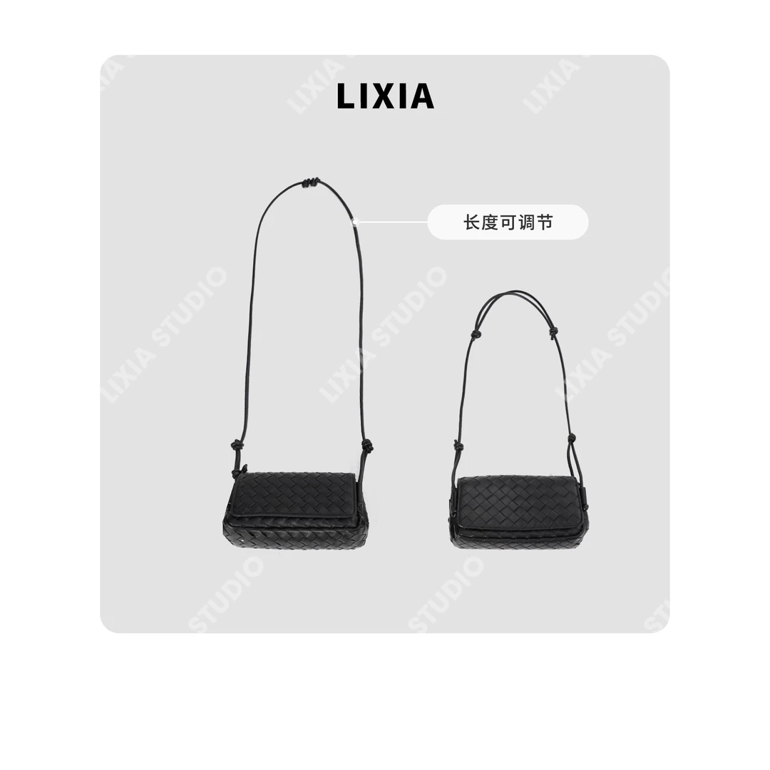 LIXIA【文艺范】牛皮/羊皮法式时尚休闲格子结扣单肩带包包-D10879
