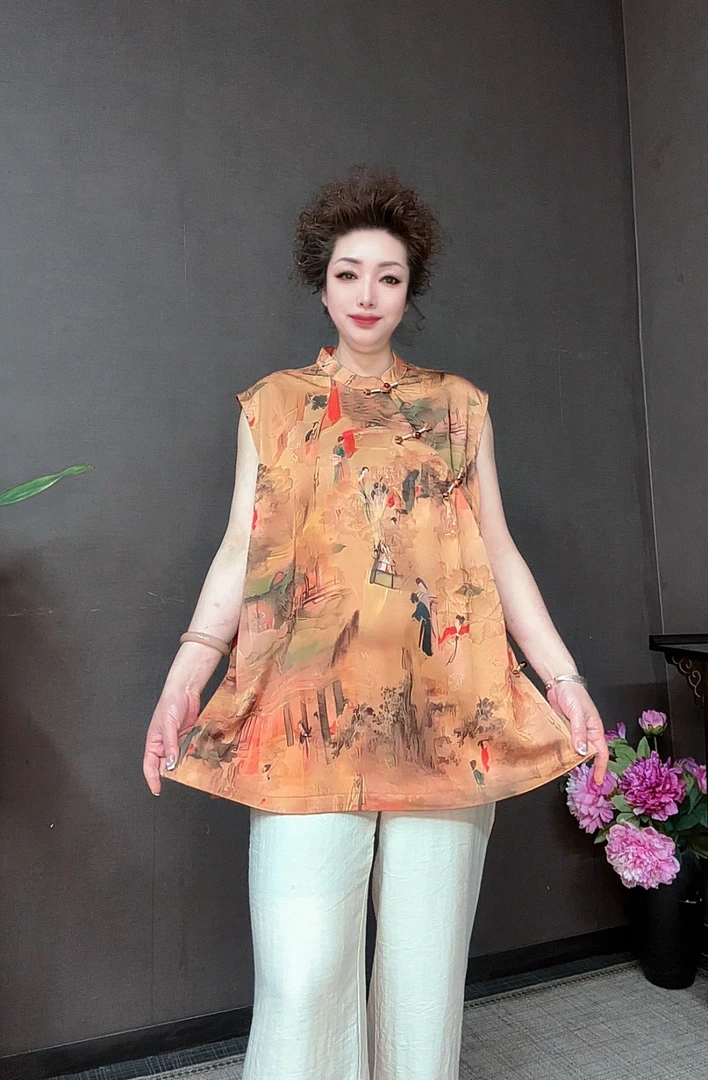 三姐家新中式改良宽松坎袖马甲两穿上衣