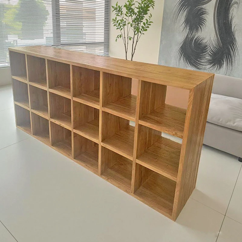 定做老榆木书架纯实木格子架原木榫卯结合收纳柜落地储物多宝g