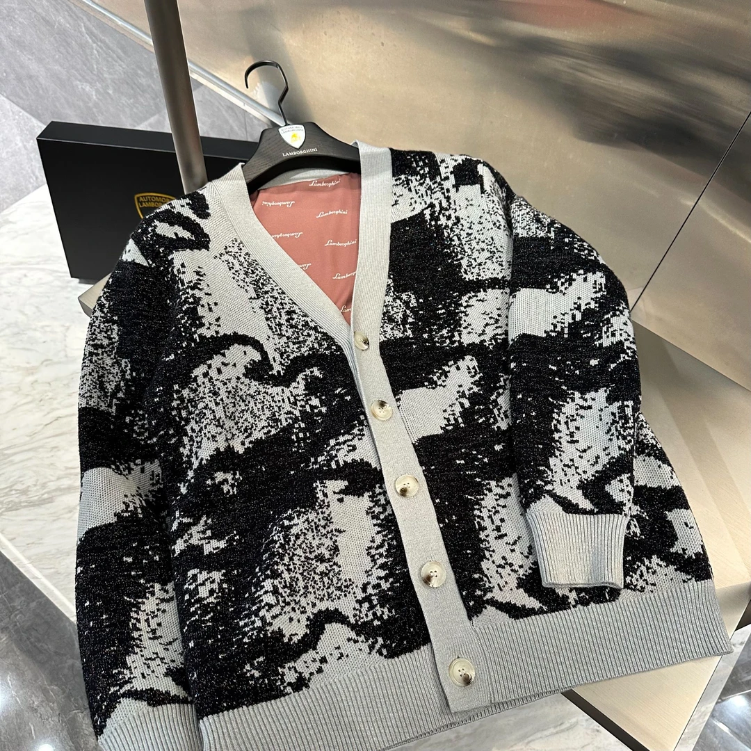 [兰博基尼]2025新款水墨田园男女款开衫毛衣M2106