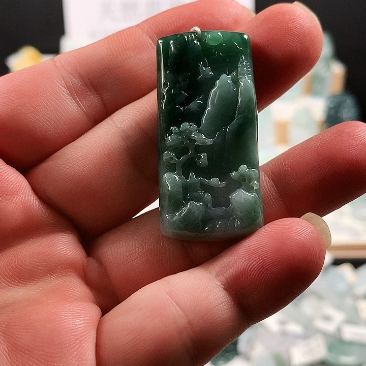 吊坠(不含链)未镶嵌翡翠32山水牌