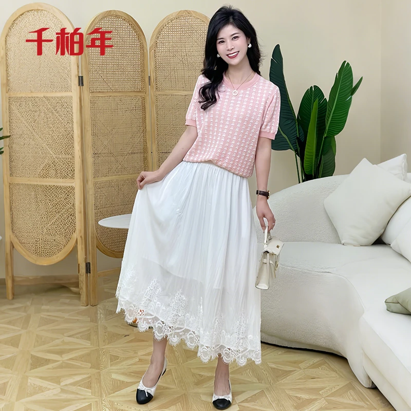 千柏年【朦胧美感】莱赛尔桑蚕丝小香风百搭套头时尚针织衫-C2527