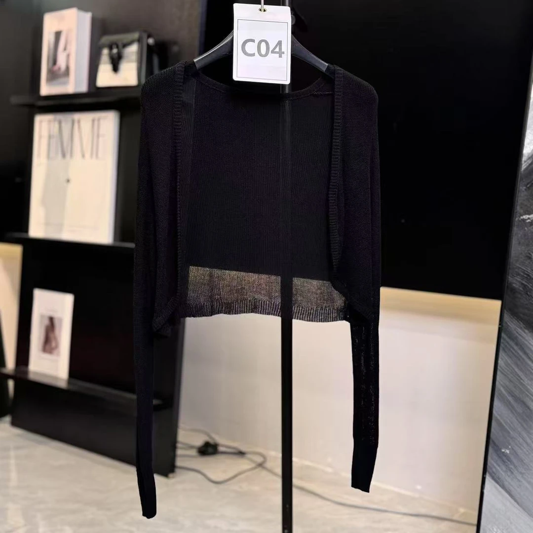 6161女装夏季薄款针织衫打底黑色毛针织衫运动宽松型长袖短款百搭