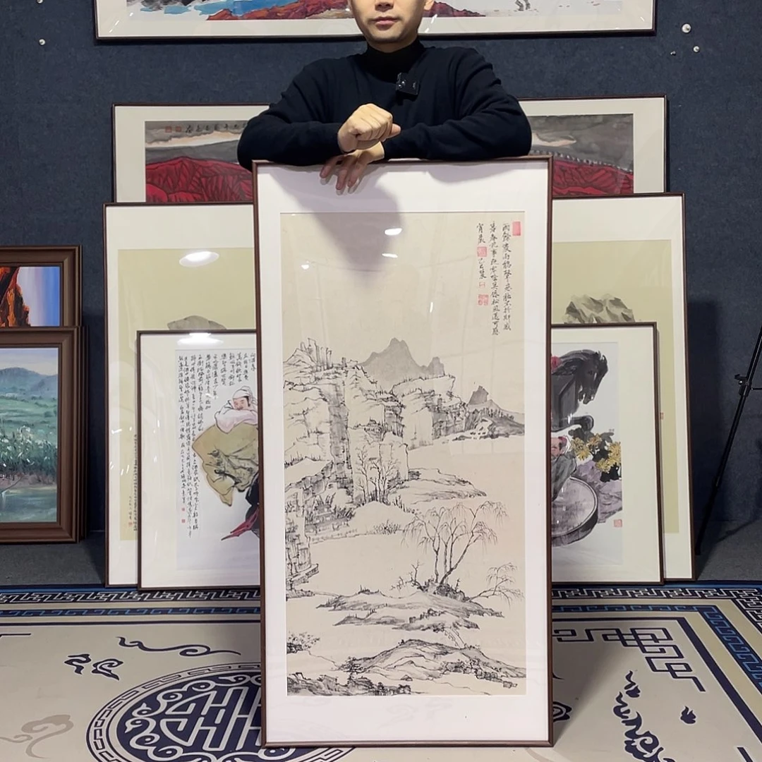 国画手绘画作品带框60/120