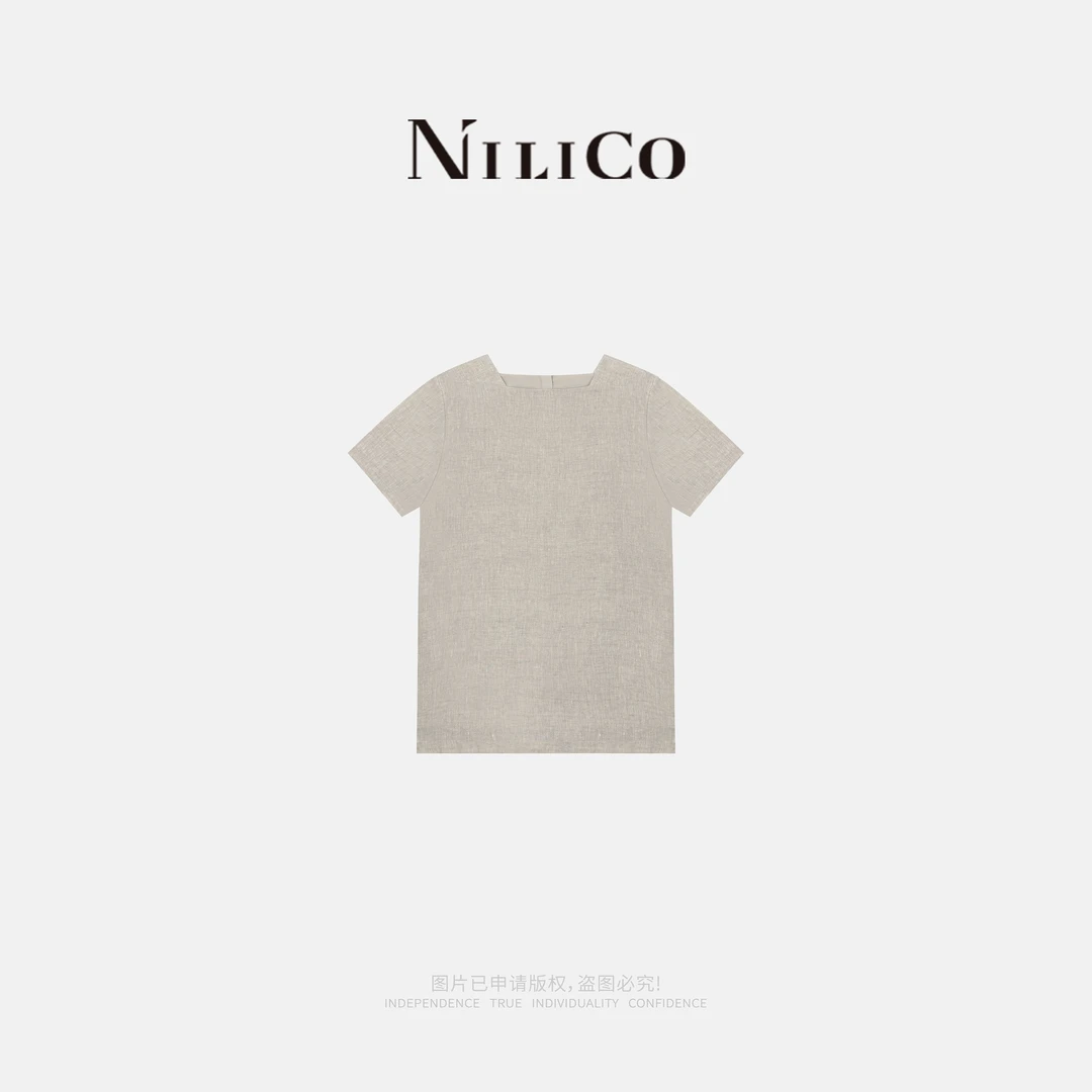 NILICO【温文尔雅】法国种植区100%亚麻法式气质慵懒极简风休闲上衣