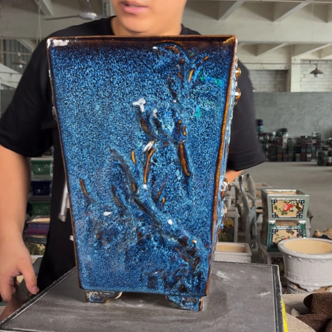 。一风堂石湾花盆 高温裂 内16*28