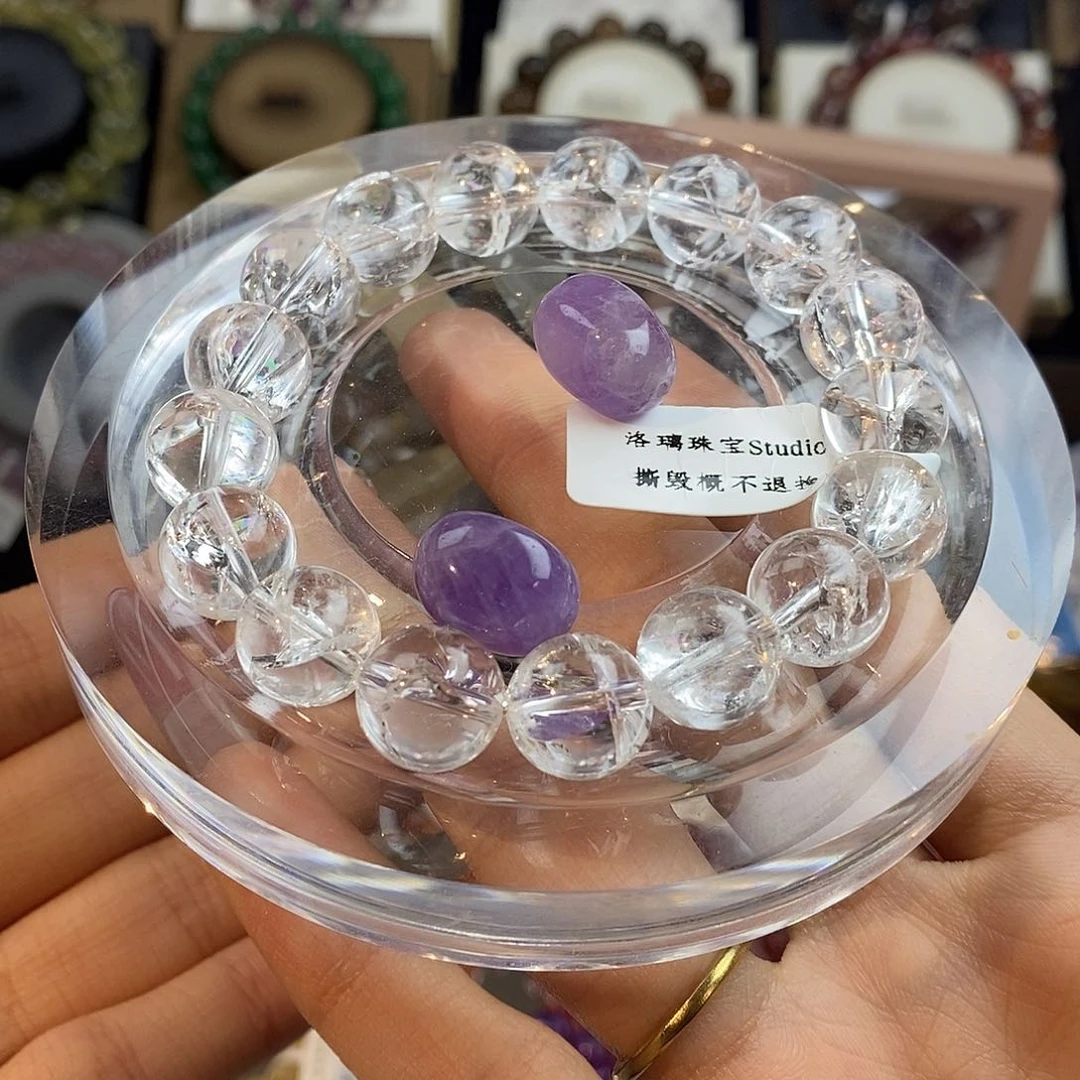 水晶手链未镶嵌白阿塞两颗散珠