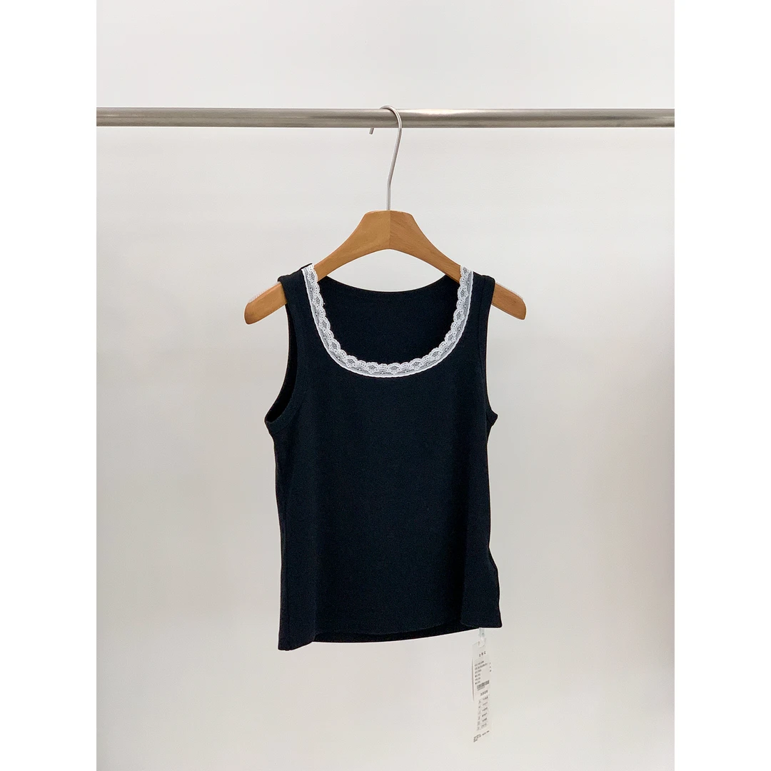 【no退no换】蕾丝领边U螺纹背心