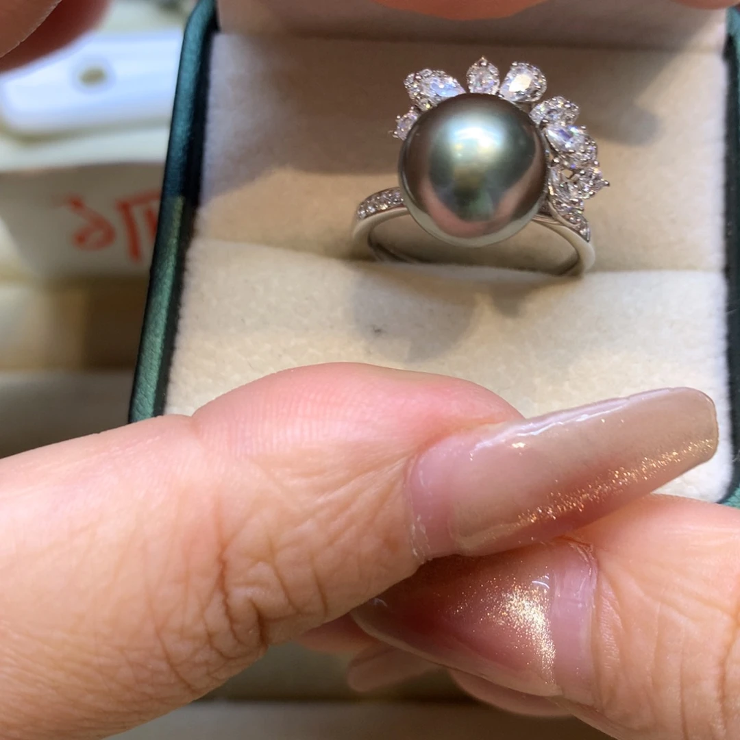 银S925镶嵌戒指海水珍珠