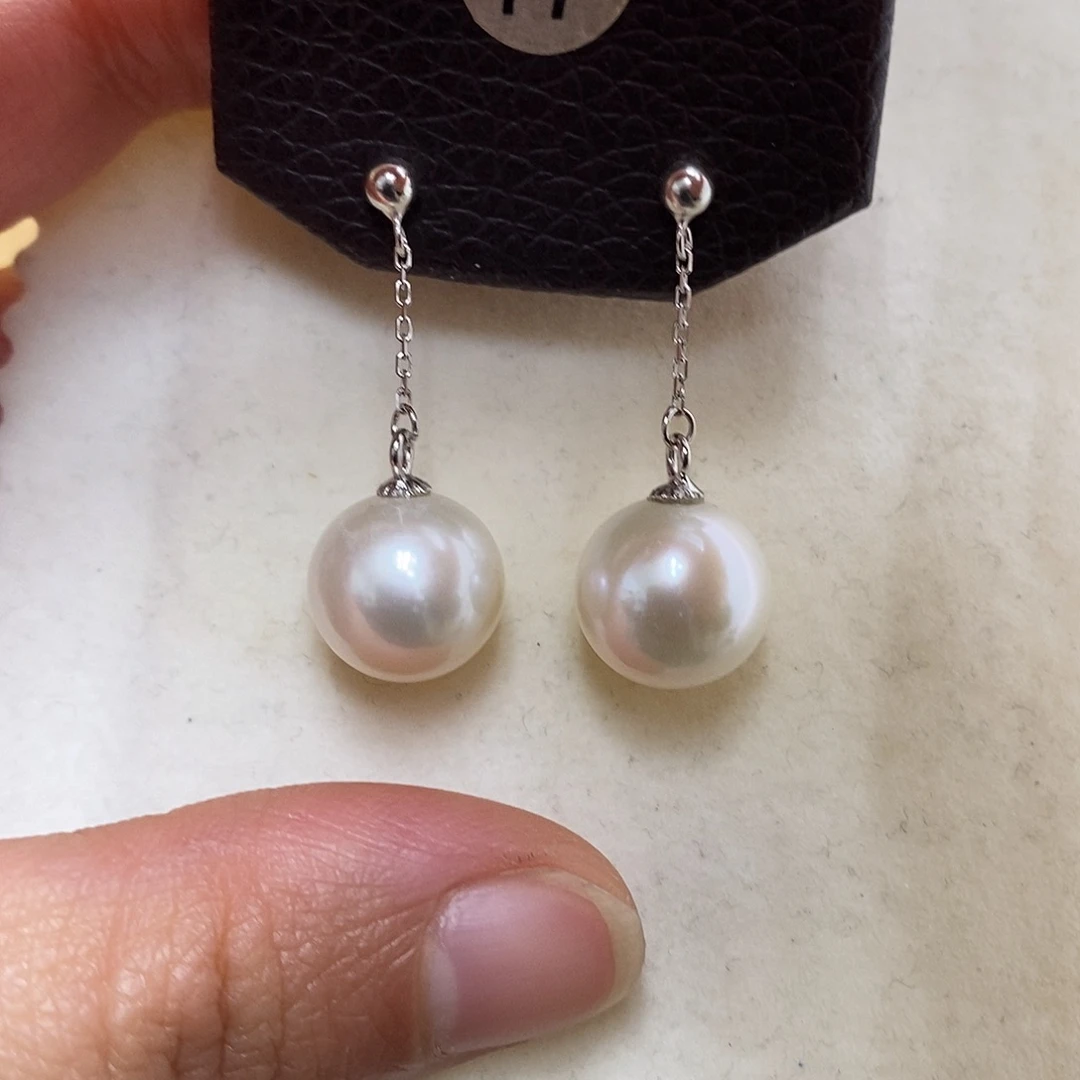 耳饰银S925镶嵌淡水珍珠