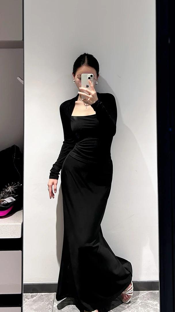 Yoen shop ”经典鱼尾“黑色修身显瘦半裙