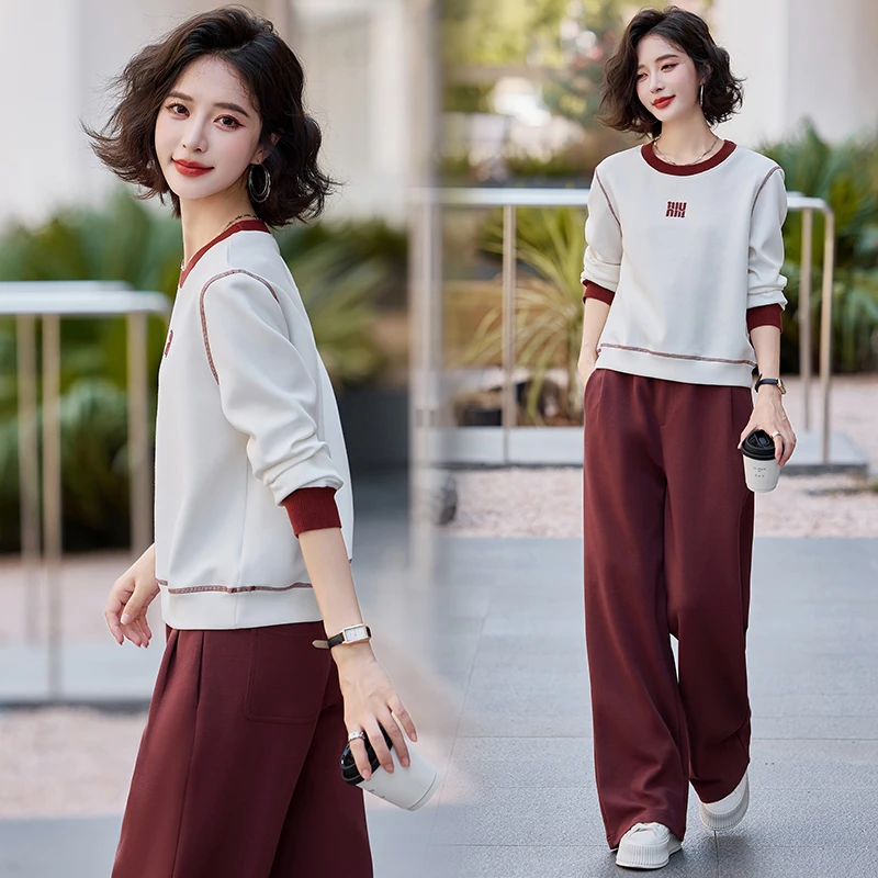 女装店原创品牌秋季减龄时尚圆领卫衣直筒裤运动